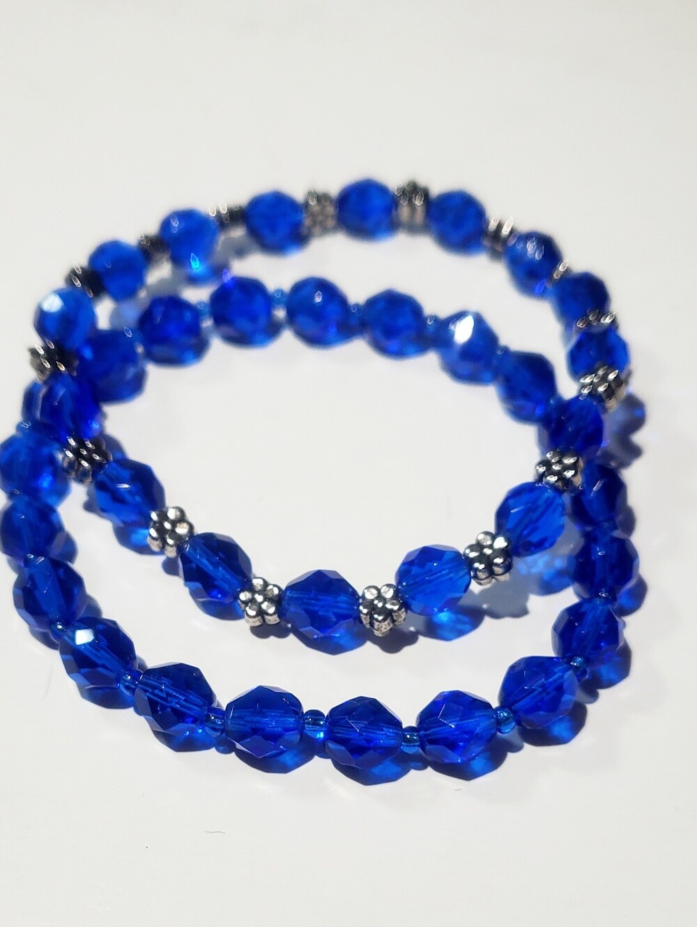 Blue Faceted Crystal Stretch Bracelet Set - Unbranded